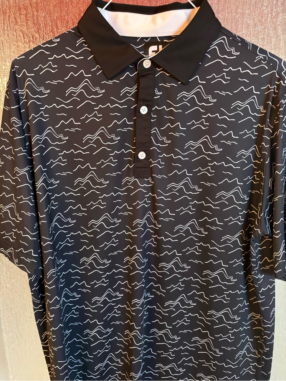 FootJoy Black Polo with White Wave Pattern